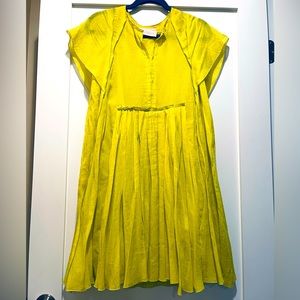 Cacharel beautiful neon yellow cotton midi dress with two layers size 4